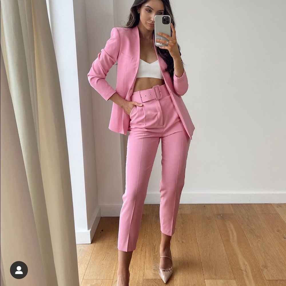 Bloggers favorite zara pink buckle trouser pants